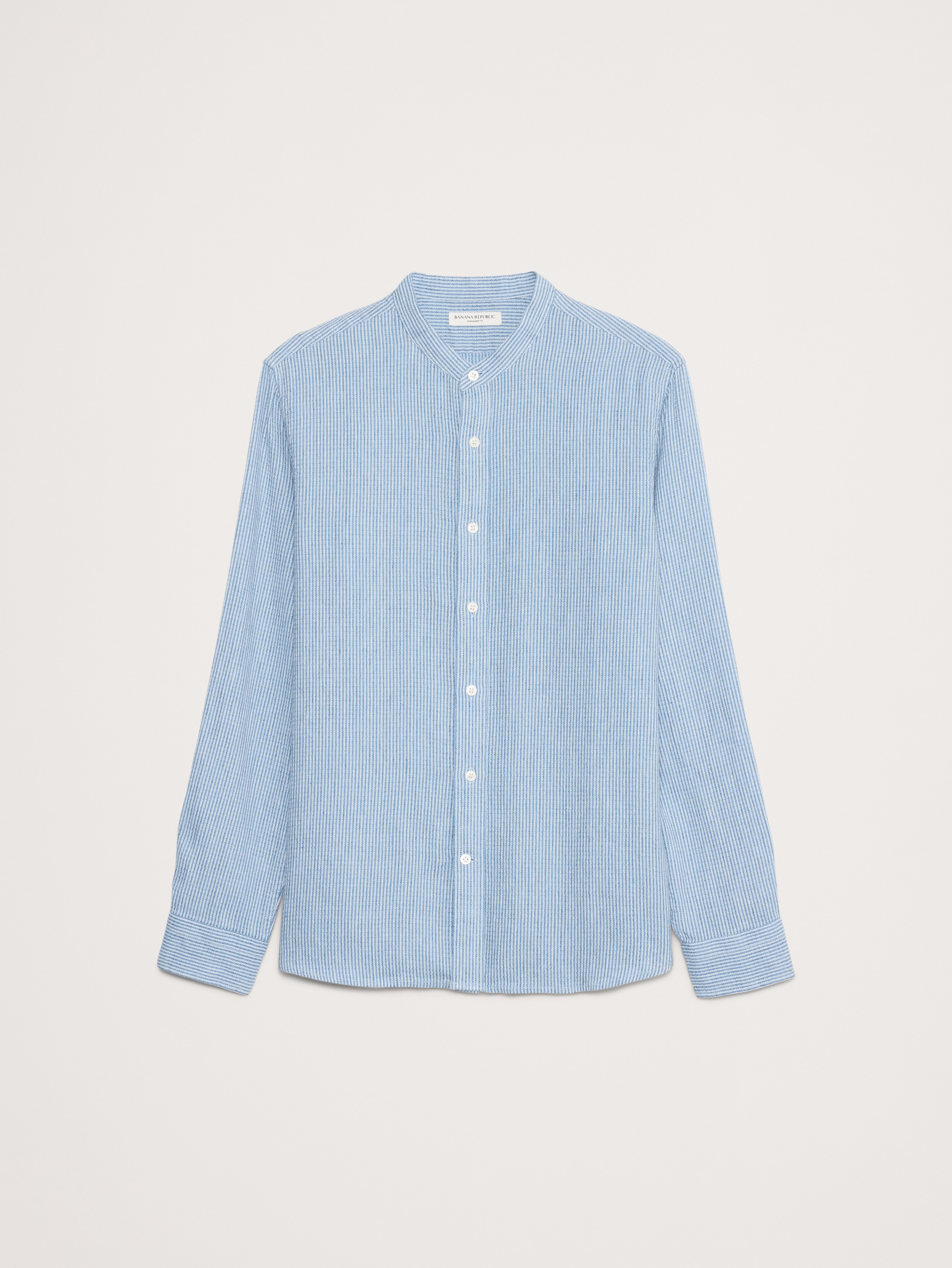 Standard-Fit Linen-Cotton Banded-Collar Shirt | Banana Republic