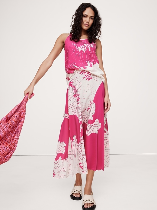 Matte Silk Midi Skirt