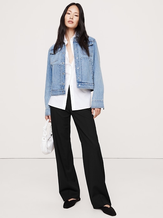 High-Rise Modern Straight Italian Wool Pant