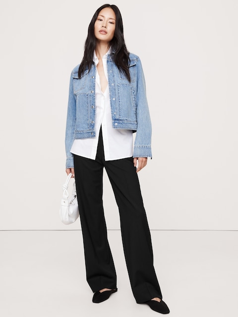 Ultra High-Rise Modern Straight Italian Lightweight Wool Pant