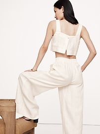 Linen Square-Neck Cropped Tank