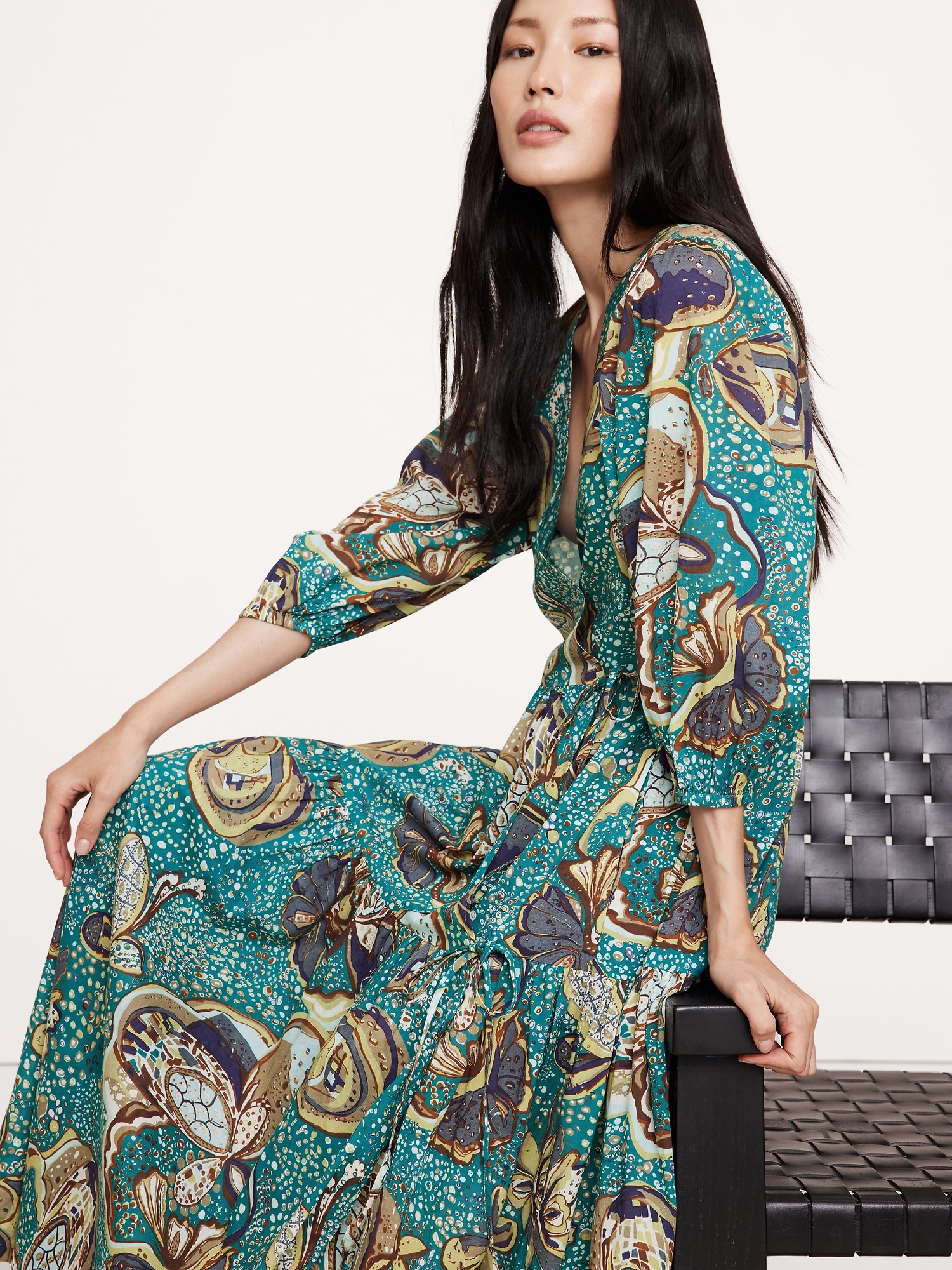 Cotton Wrap Maxi Dress