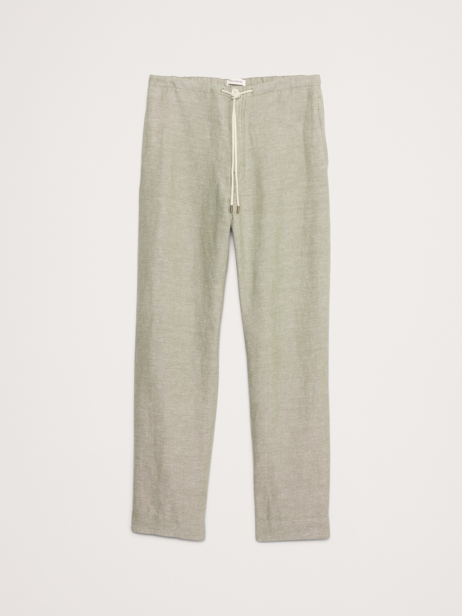Мужские брюки Banana Republic Relaxed Linen-Cotton Pull-On Beach Pant, цвет: Светлый оливковый зелёный — фото 4