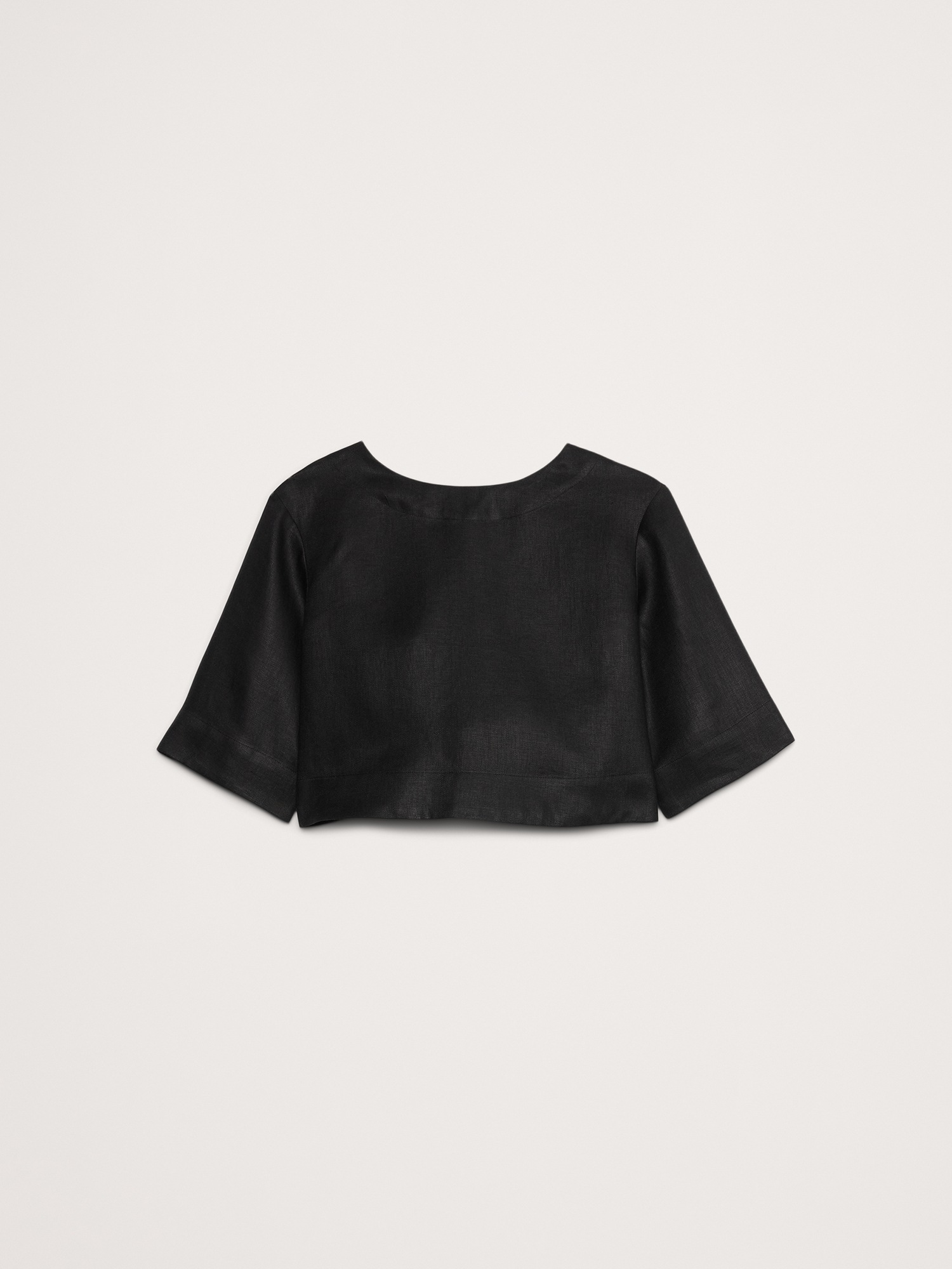 Linen Boat-Neck Cropped Top