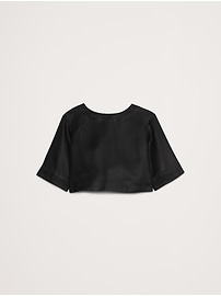 Linen Boat-Neck Cropped Top