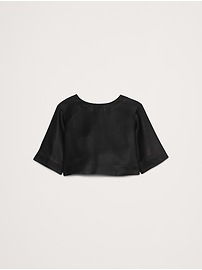 Linen Boat-Neck Cropped Top