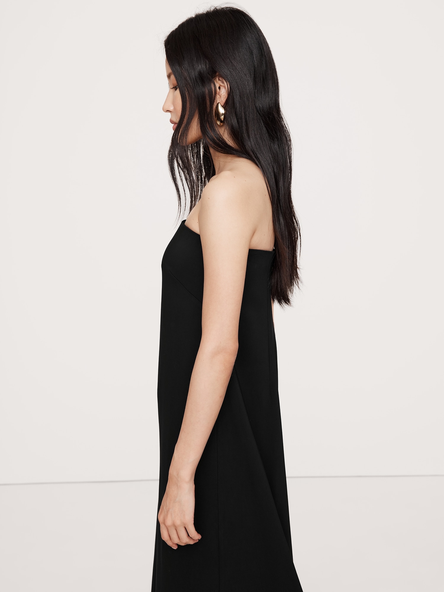 Stretch-Crepe Strapless Long Midi Dress