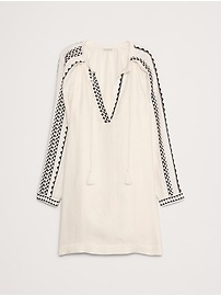 Embroidered Linen Peasant Dress