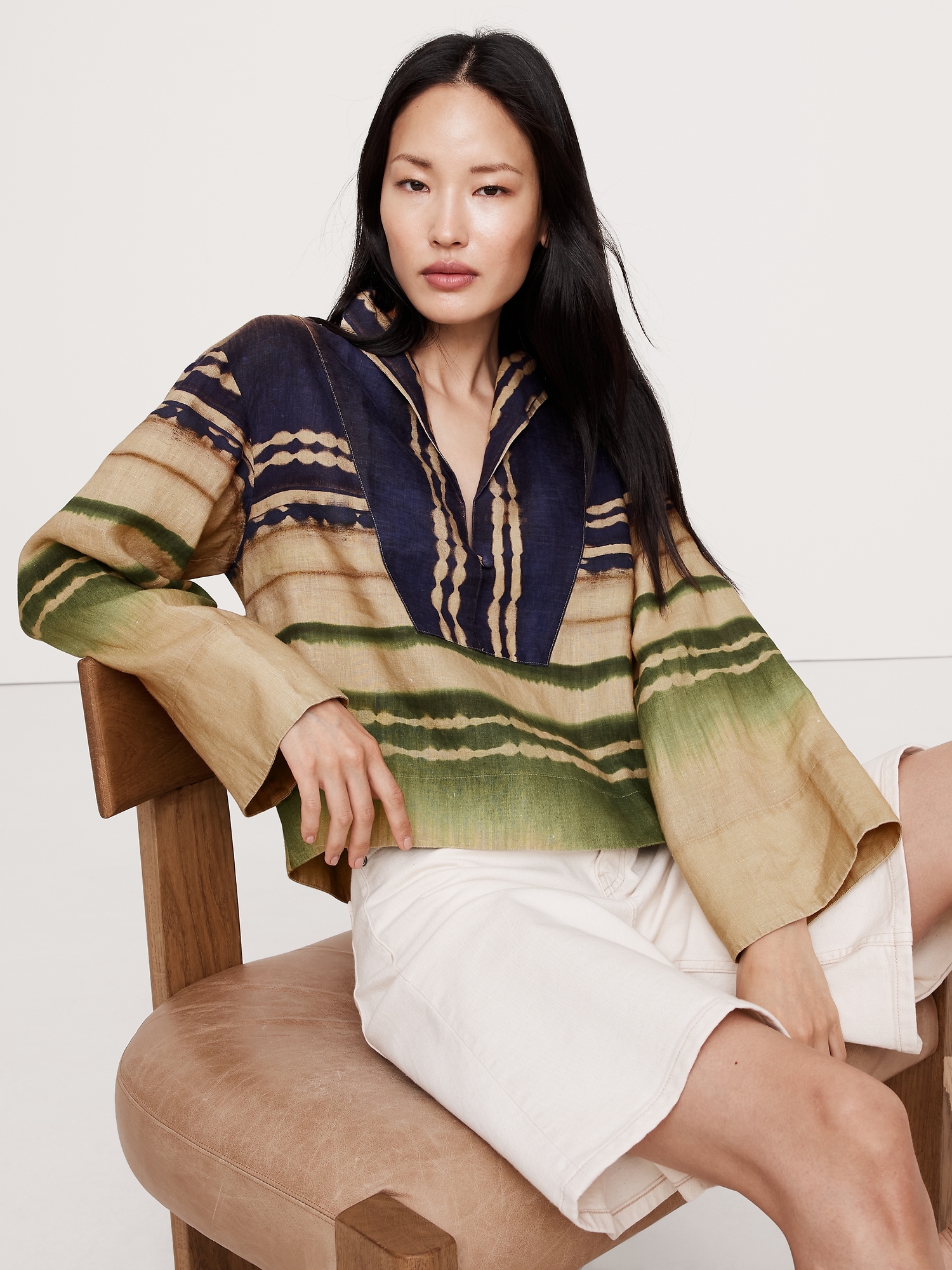 Linen Popover Top - Multi