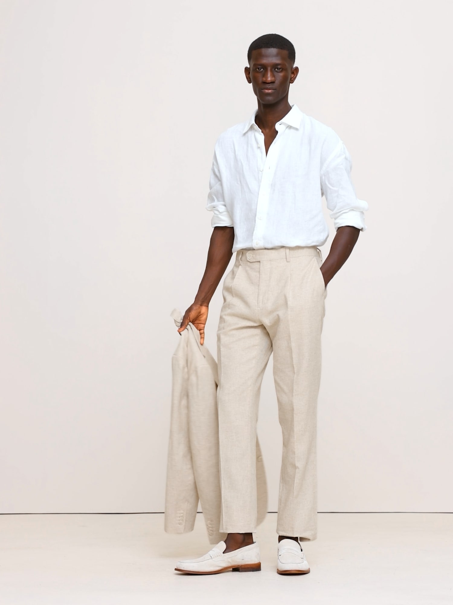 Image number 2 showing, Herringbone Cotton-Linen Slim Suit Pant