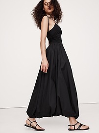 Mixed Media Bubble-Hem Maxi Dress