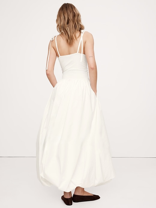 Mixed Media Bubble-Hem Maxi Dress | Banana Republic