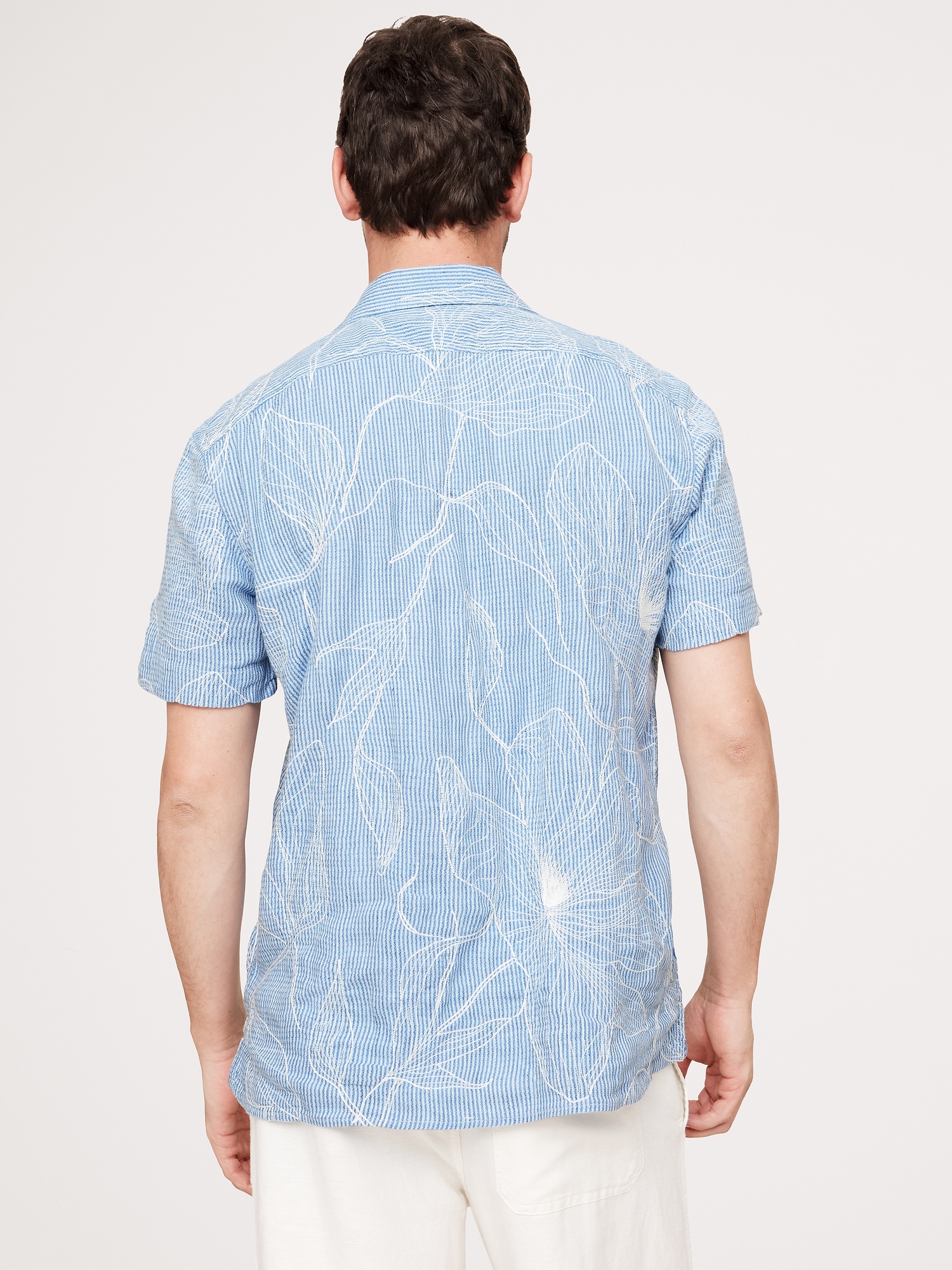 Standard-Fit Embroidered Linen Resort Shirt