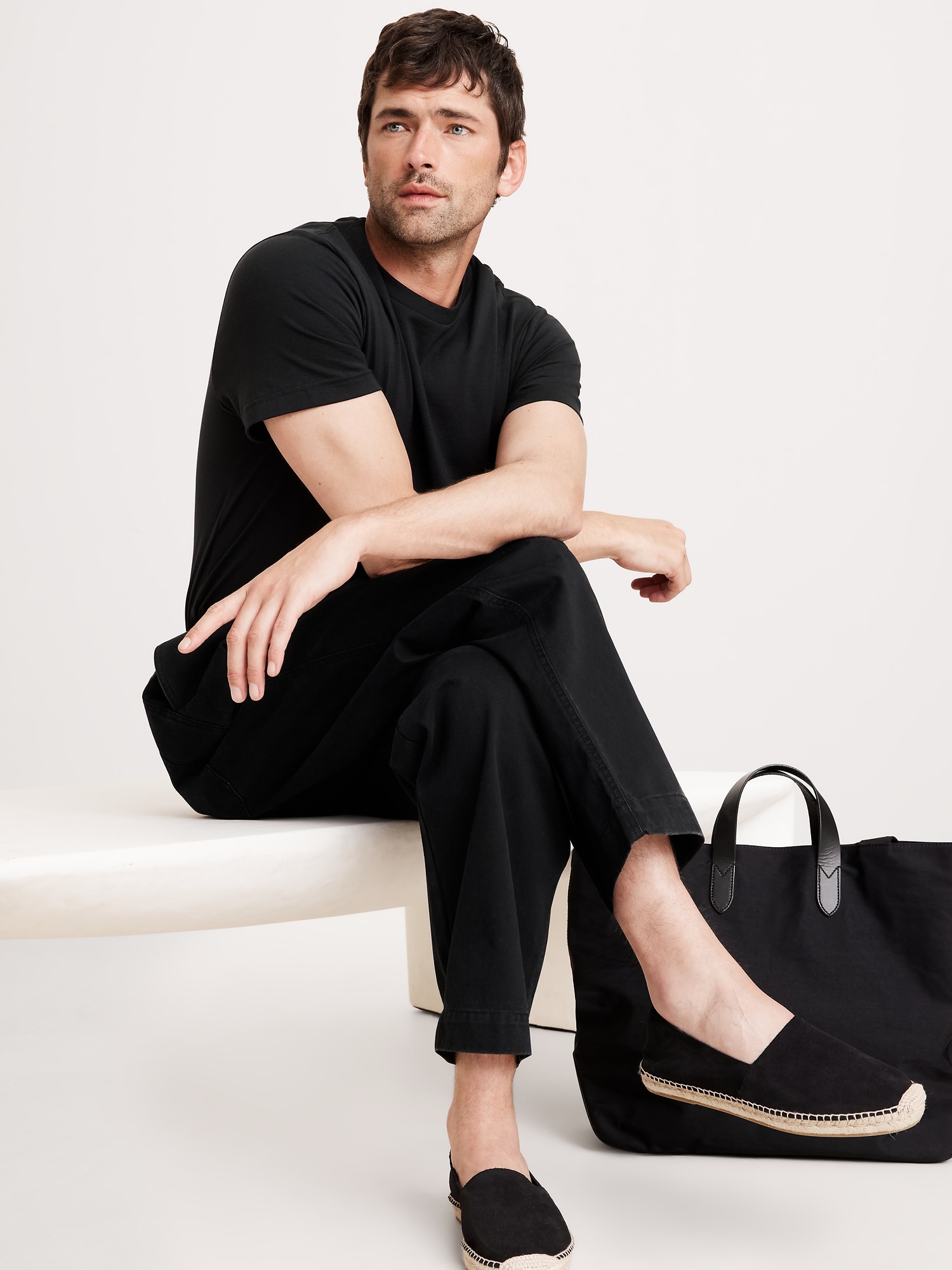 Loose Lightweight Cotton Pull-On Pant - Black