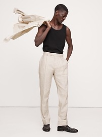 Herringbone Cotton-Linen Suit Pant