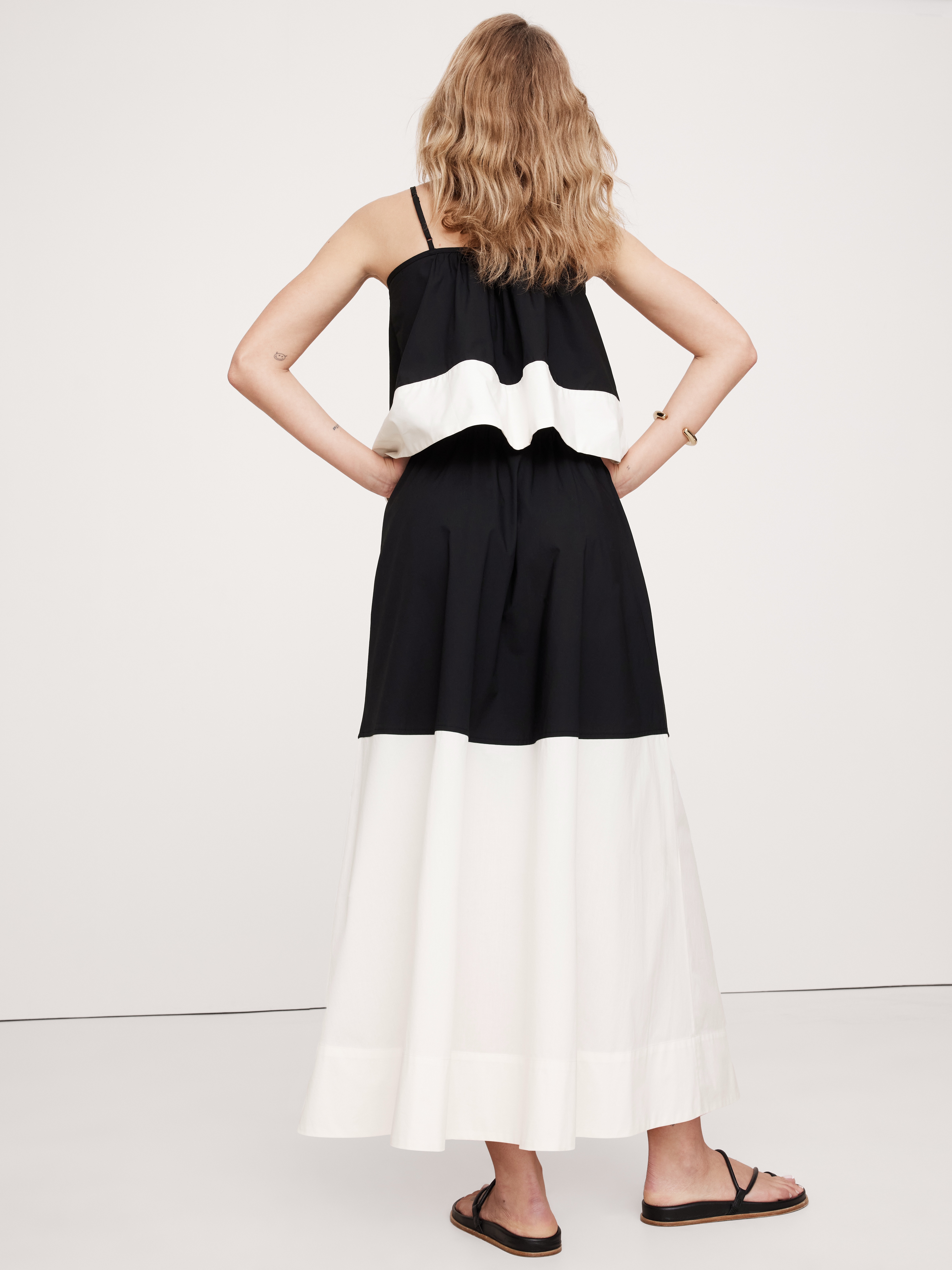 Color-Block Cotton Poplin Maxi Skirt | Banana Republic