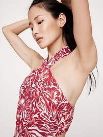 Linen Halter Cut-Out Mini Dress