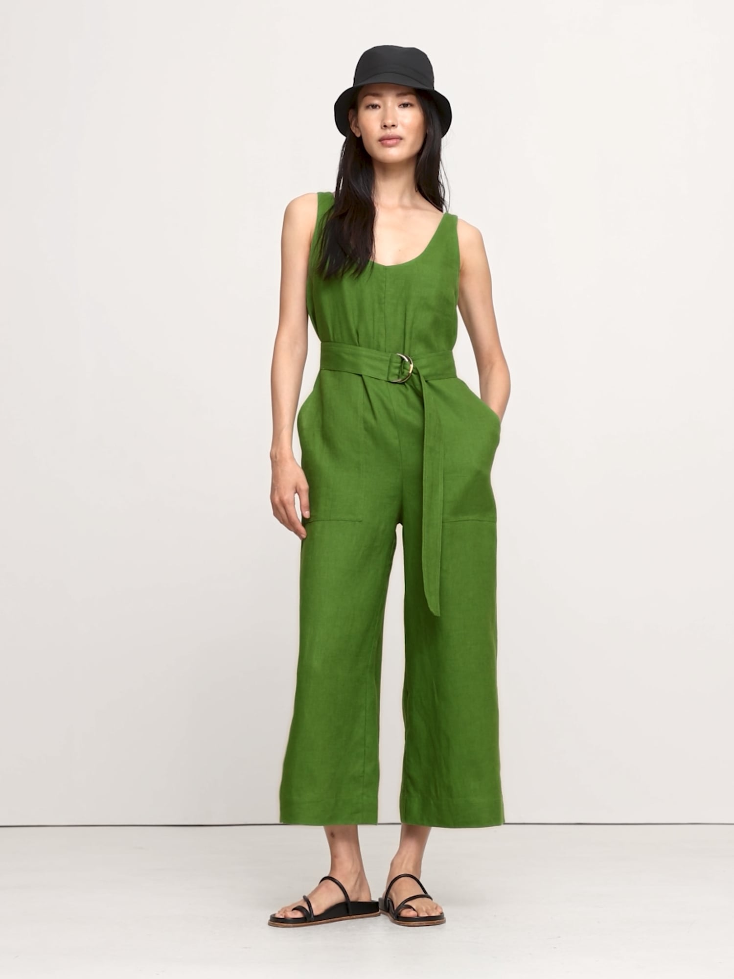 Image number 2 showing, Linen Belted Wide-Leg Jumpsuit