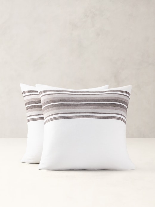 Multi-Stripe Linen Shams