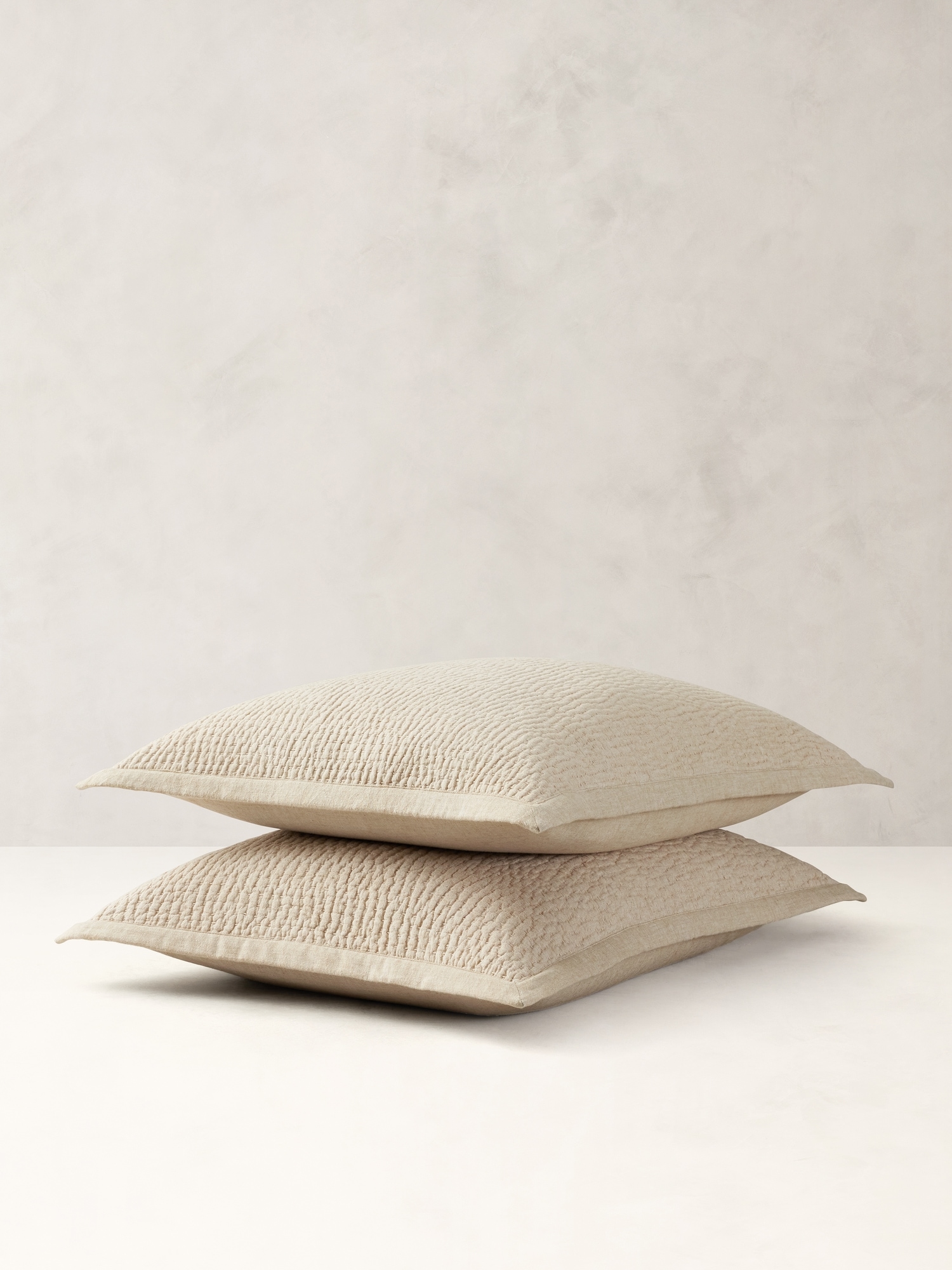 Hand-Stitched Cotton-Cashmere Sham Set - Sand Beige