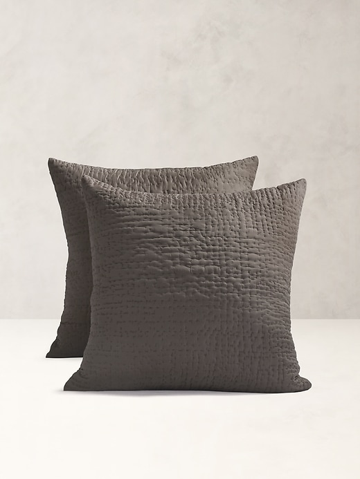 Hand-Stitched Abstract Silk Sham