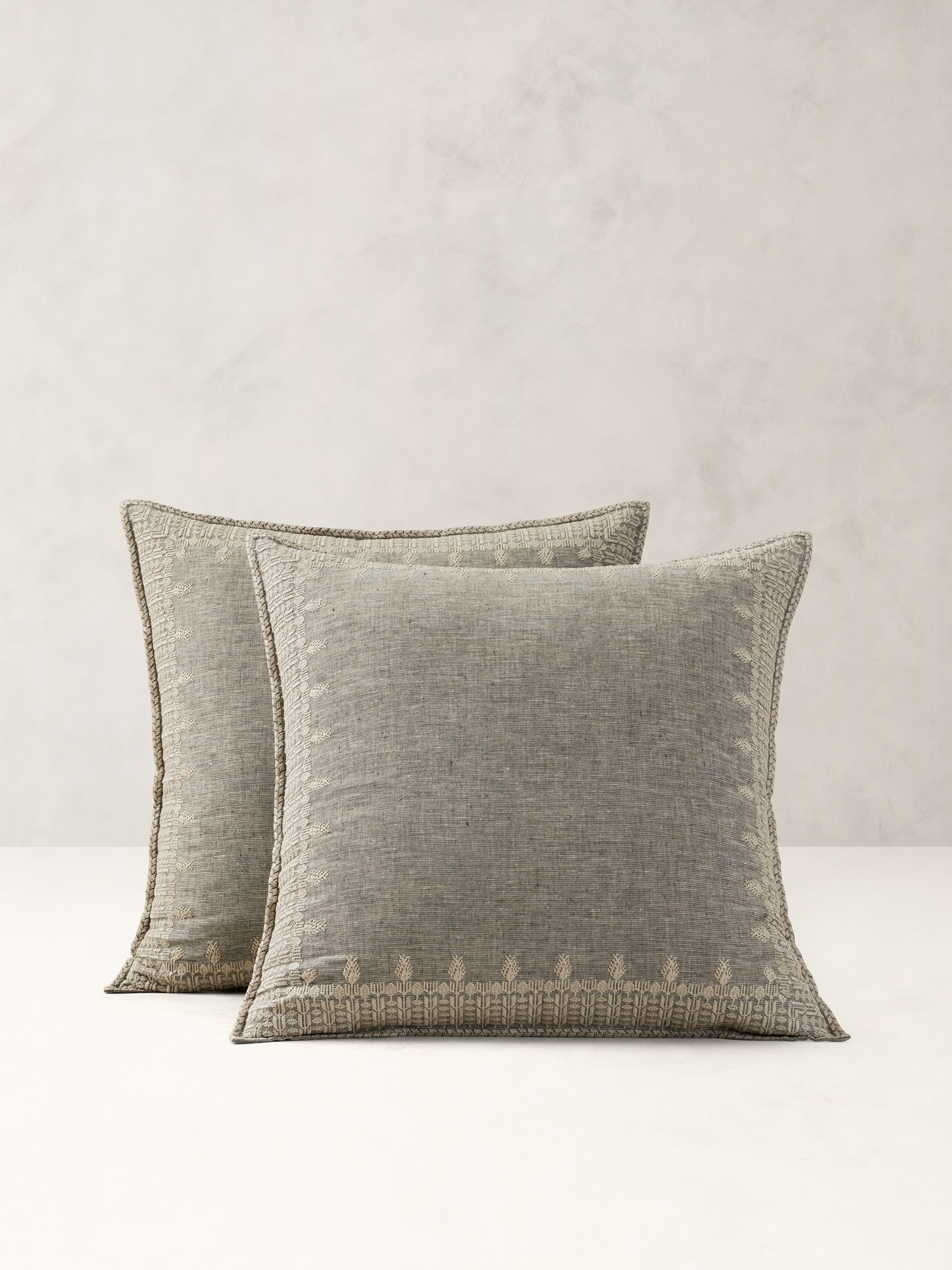 Heirloom Embroidered Linen-Cotton Sham Set