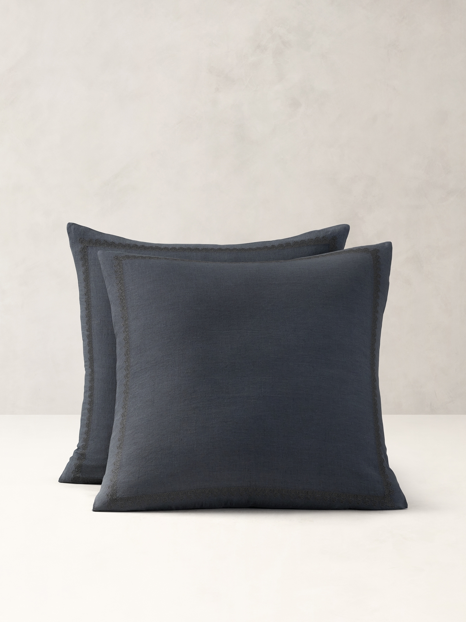 Image number 1 showing, Heirloom Embroidered Linen-Cotton Sham Set