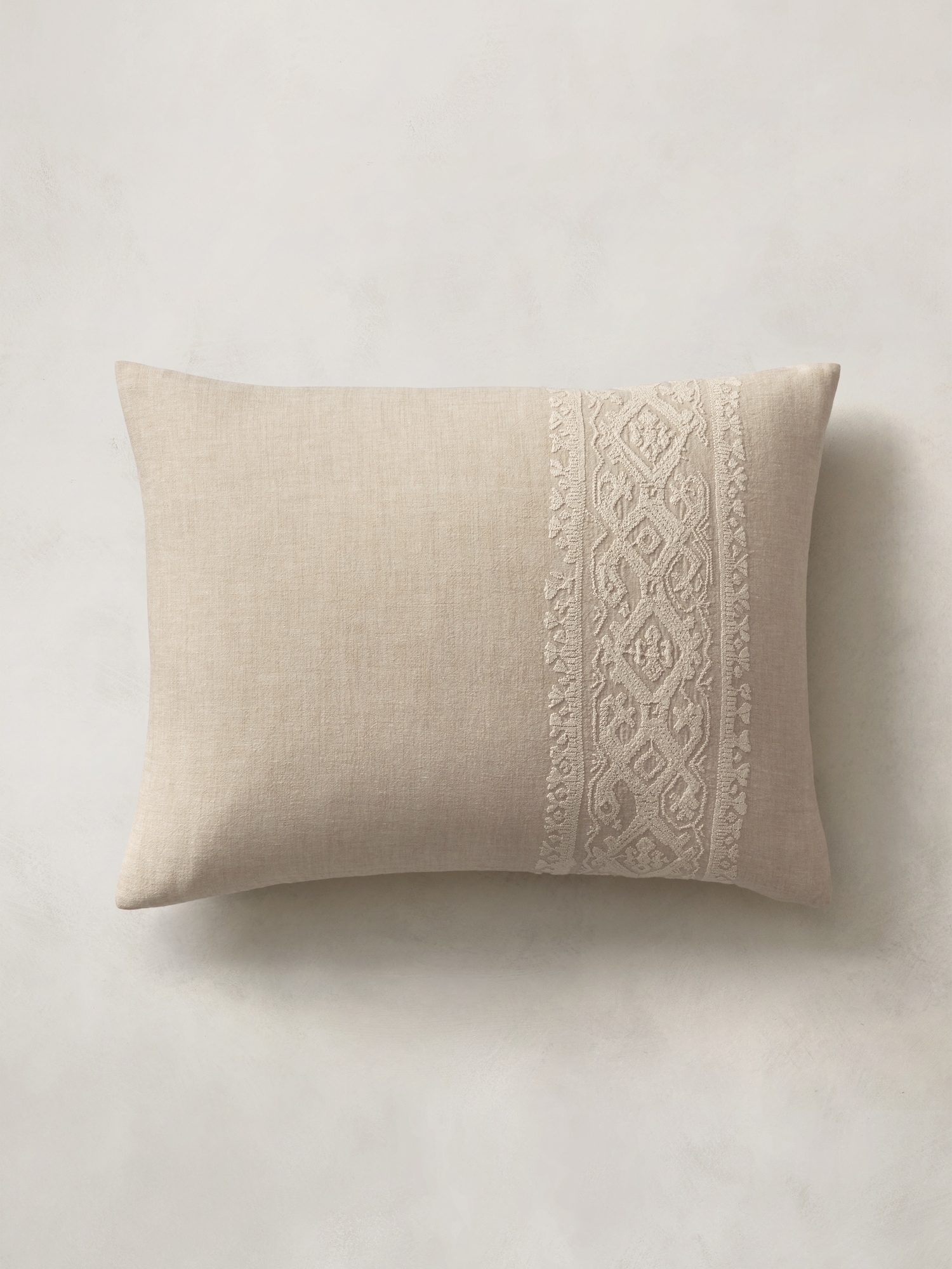 Embroidered Linen-Cotton Sham Set