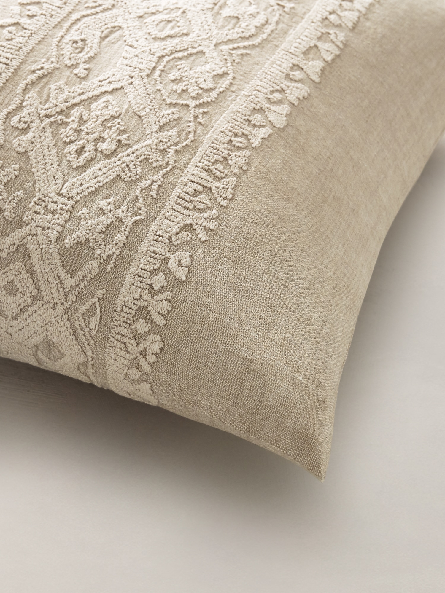 Embroidered Linen-Cotton Sham Set