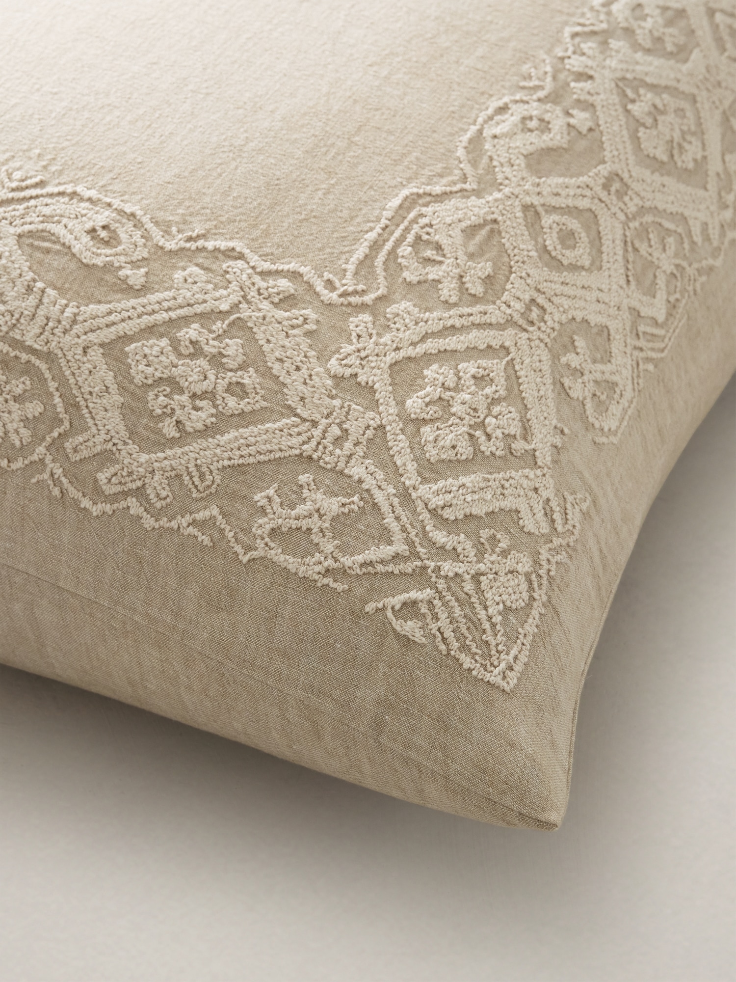 Embroidered Linen-Cotton Sham Set