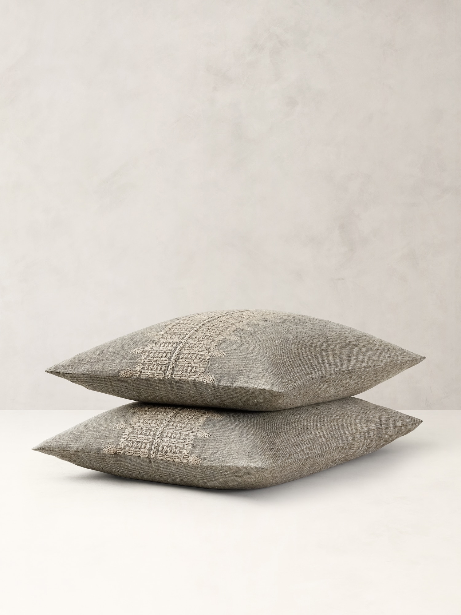 Heirloom Embroidered Linen-Cotton Sham Set
