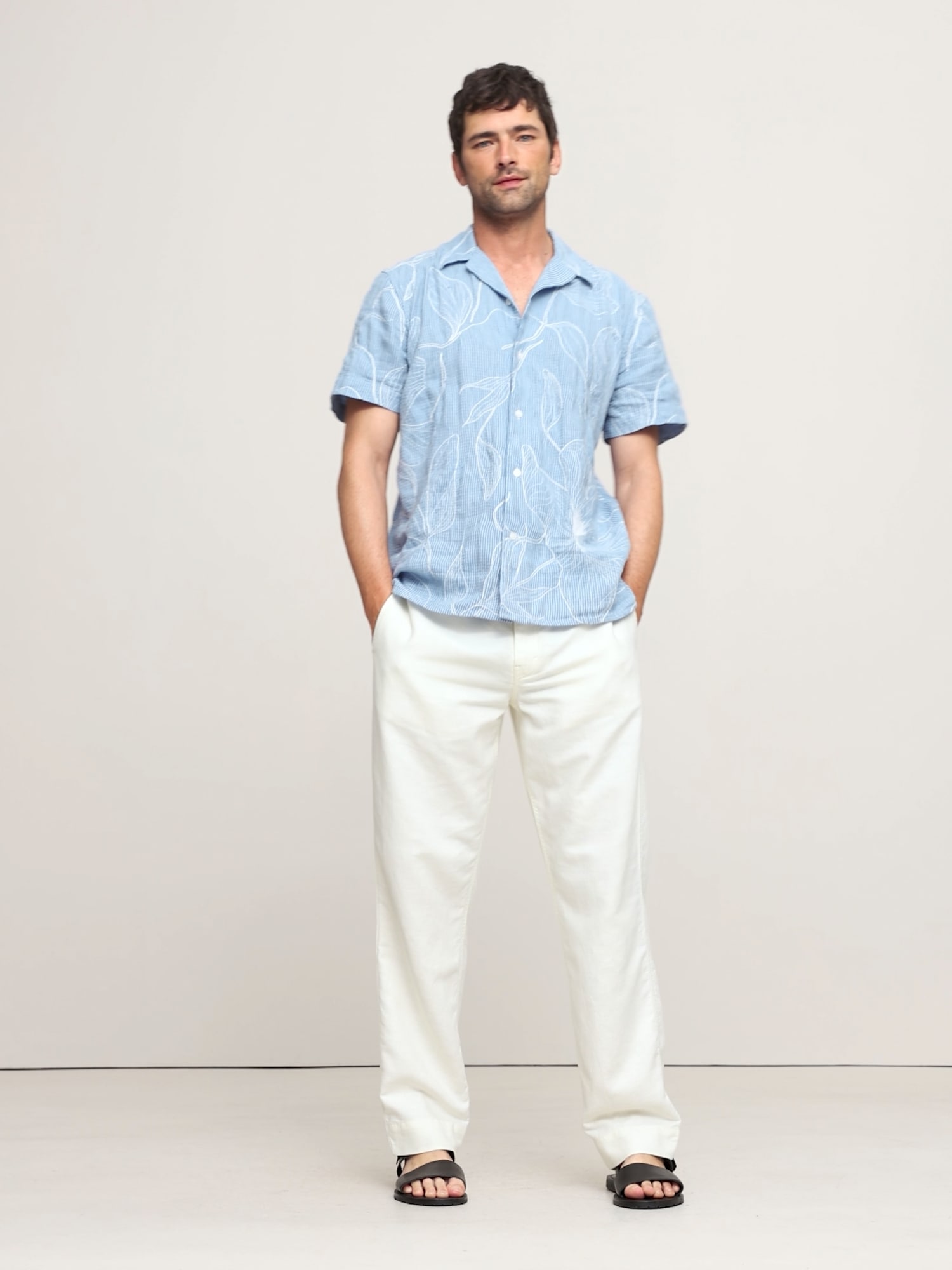Image number 2 showing, Standard-Fit Embroidered Linen-Cotton Resort Shirt