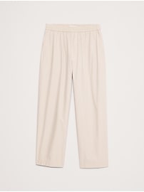 Loose Cotton Poplin Pull-On Cropped Pant
