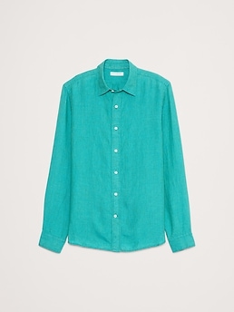 Slim-Fit Linen Shirt - Blue - View 28