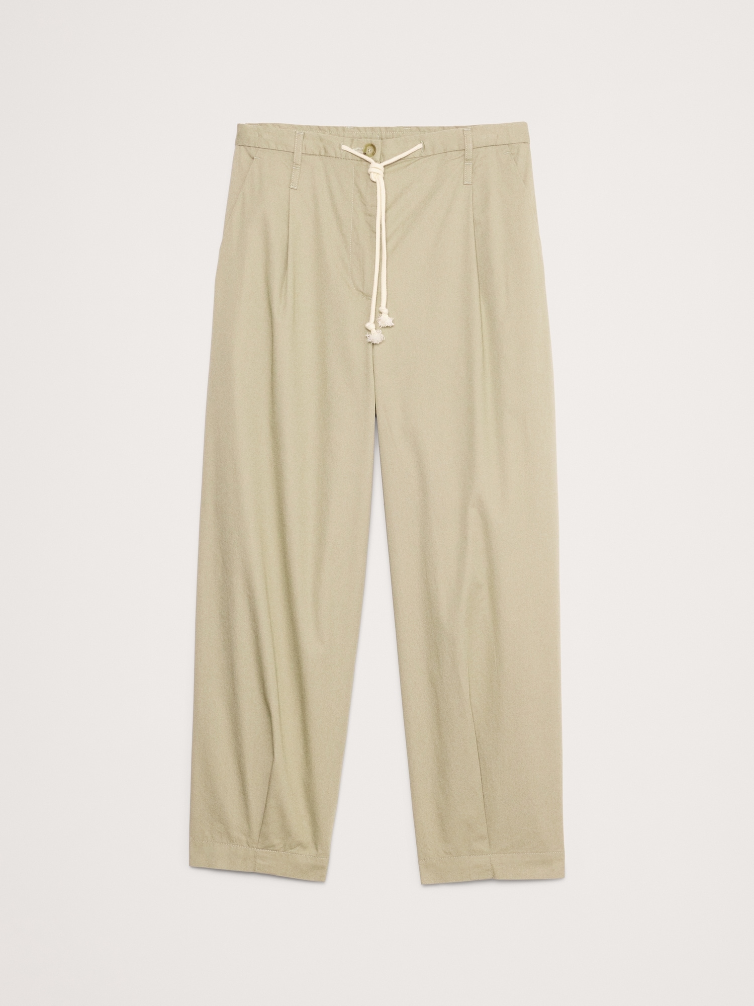 High-Rise Pleated Cotton Poplin Cropped Pant