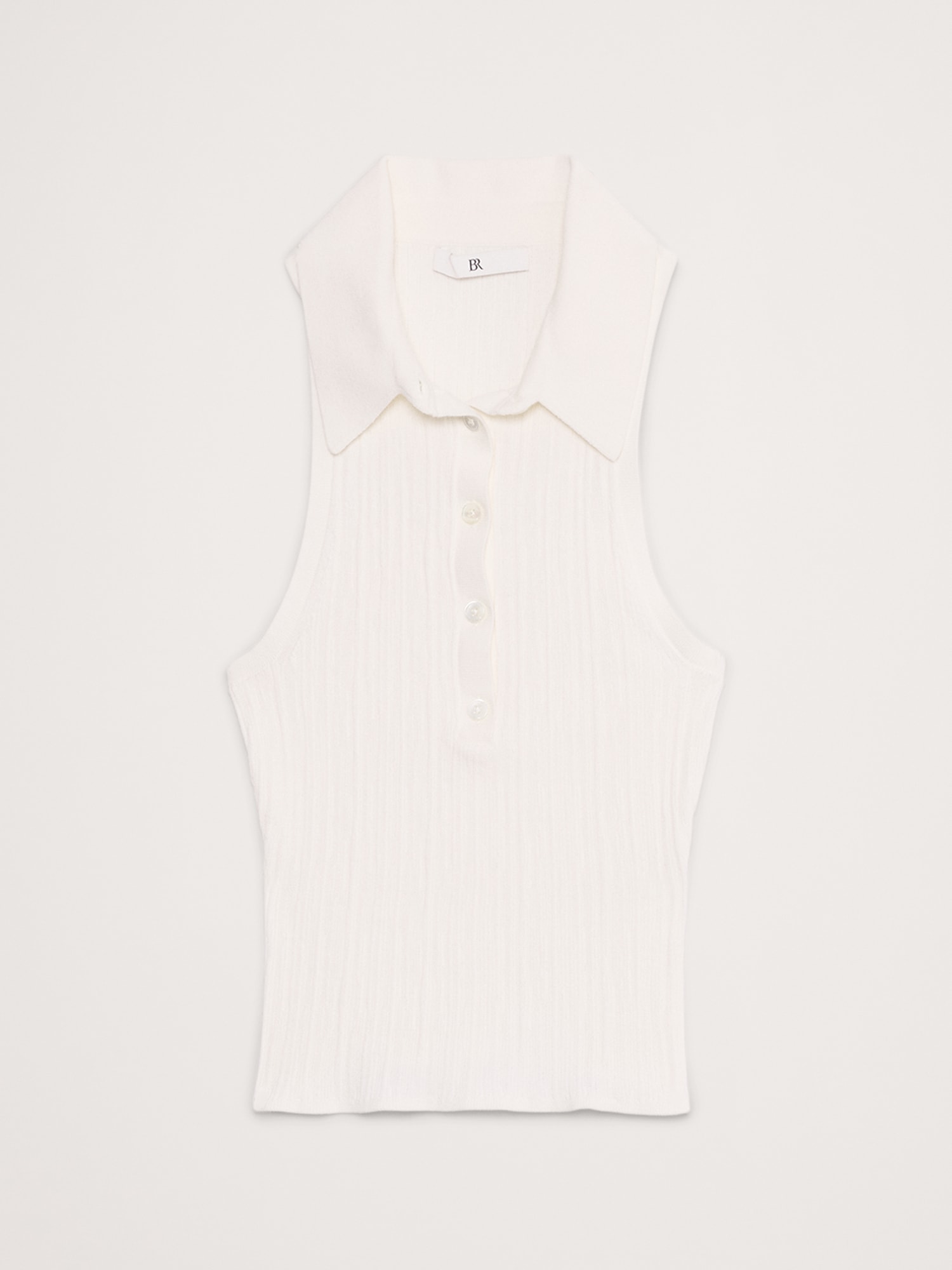 Crinkle Knit Sleeveless Polo