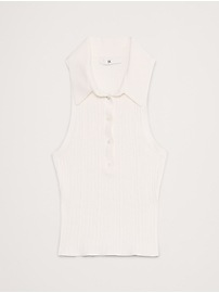 Crinkle Knit Sleeveless Polo