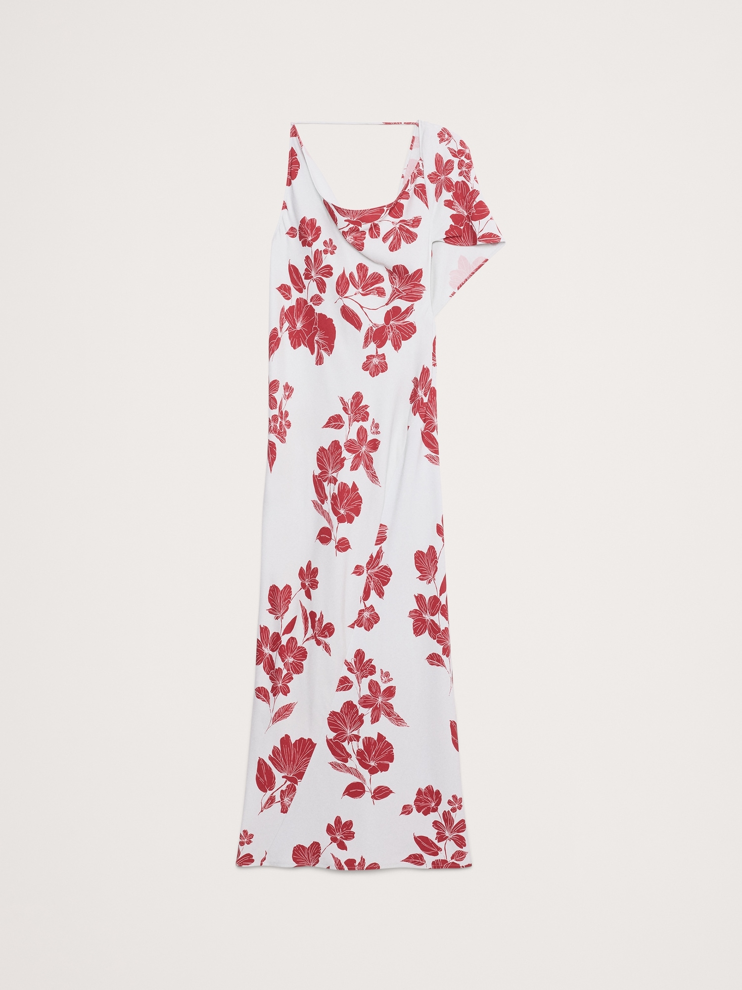 Stretch-Crepe Asymmetrical Open-Back Maxi Dress