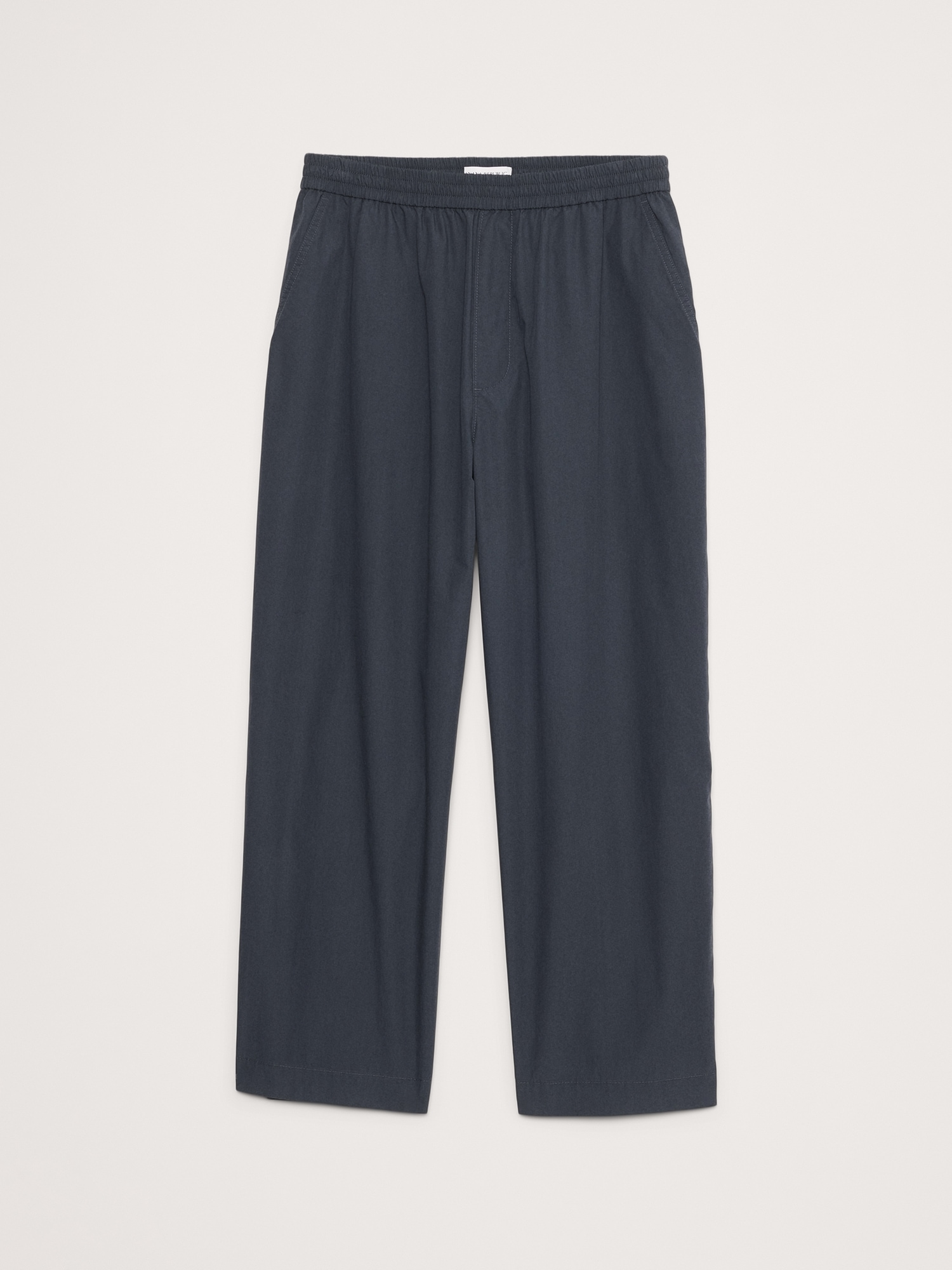 Loose Cotton Poplin Pull-On Cropped Pant