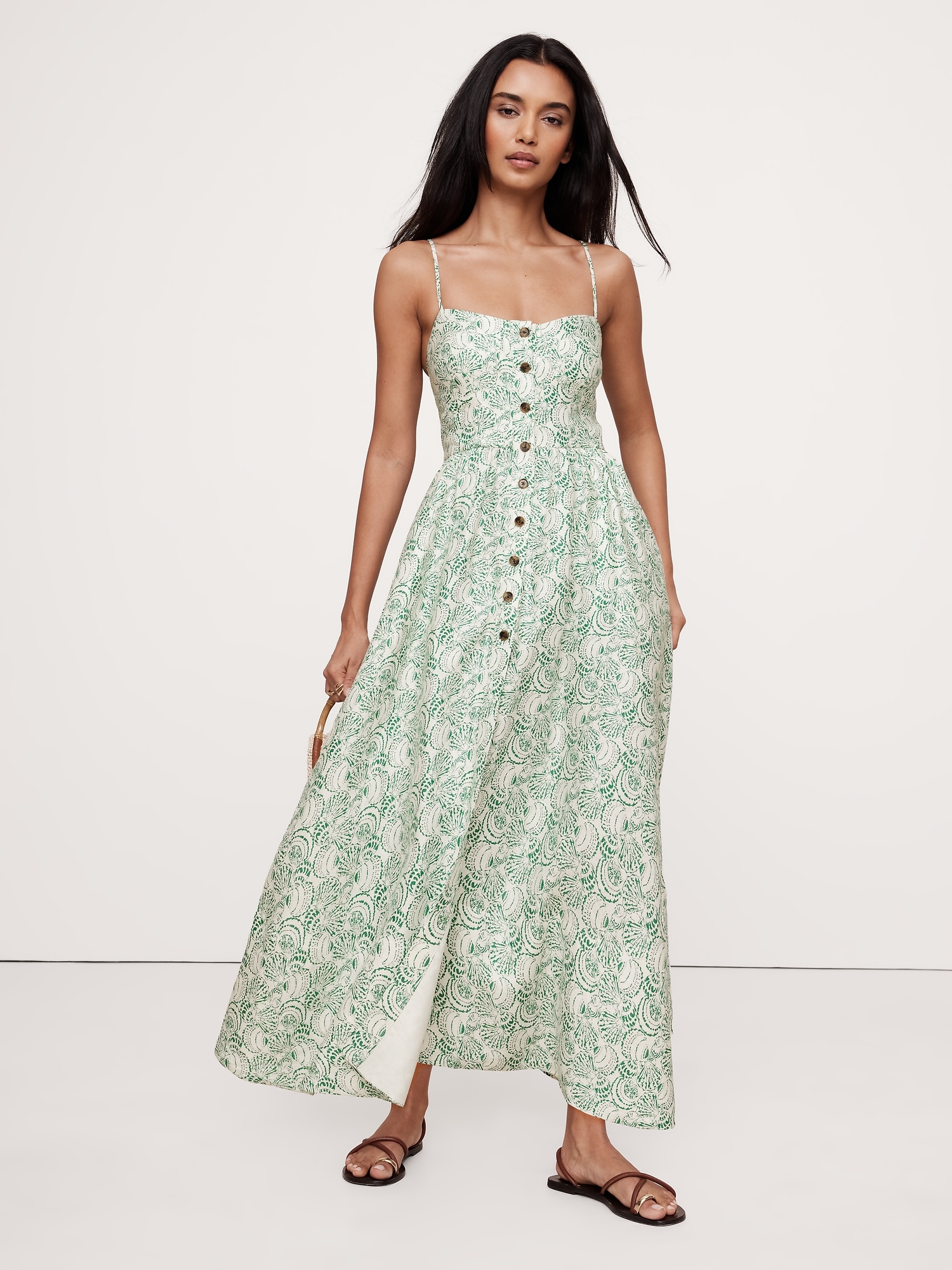 Linen Corset Long Midi Dress