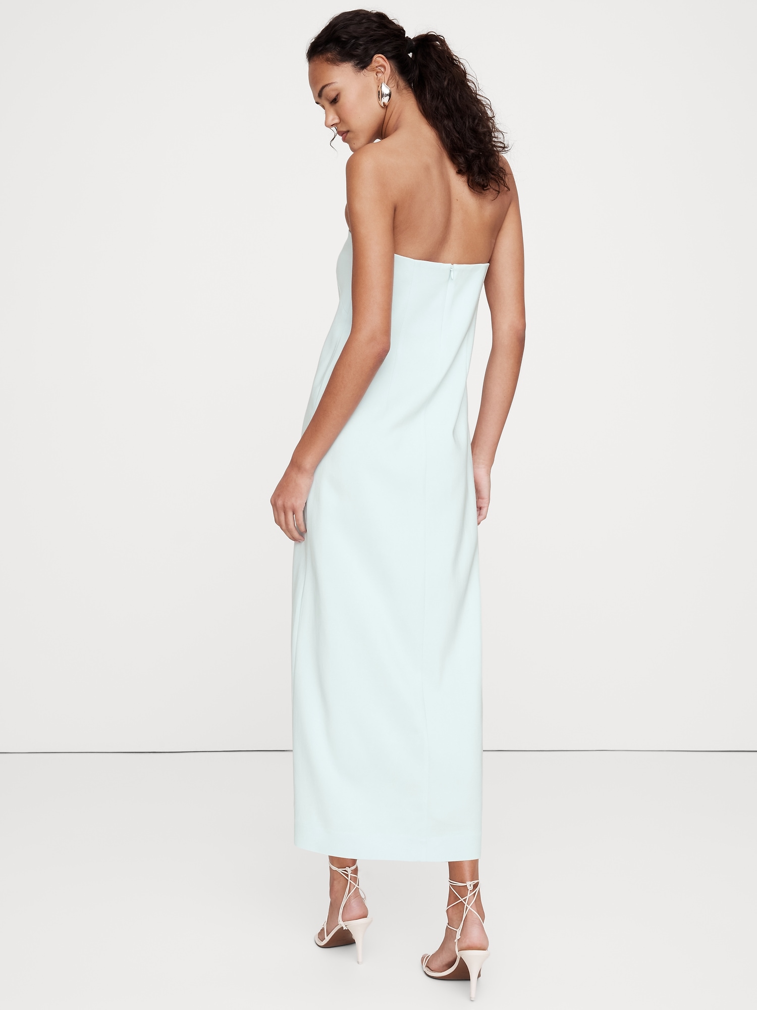 Stretch-Crepe Strapless Long Midi Dress