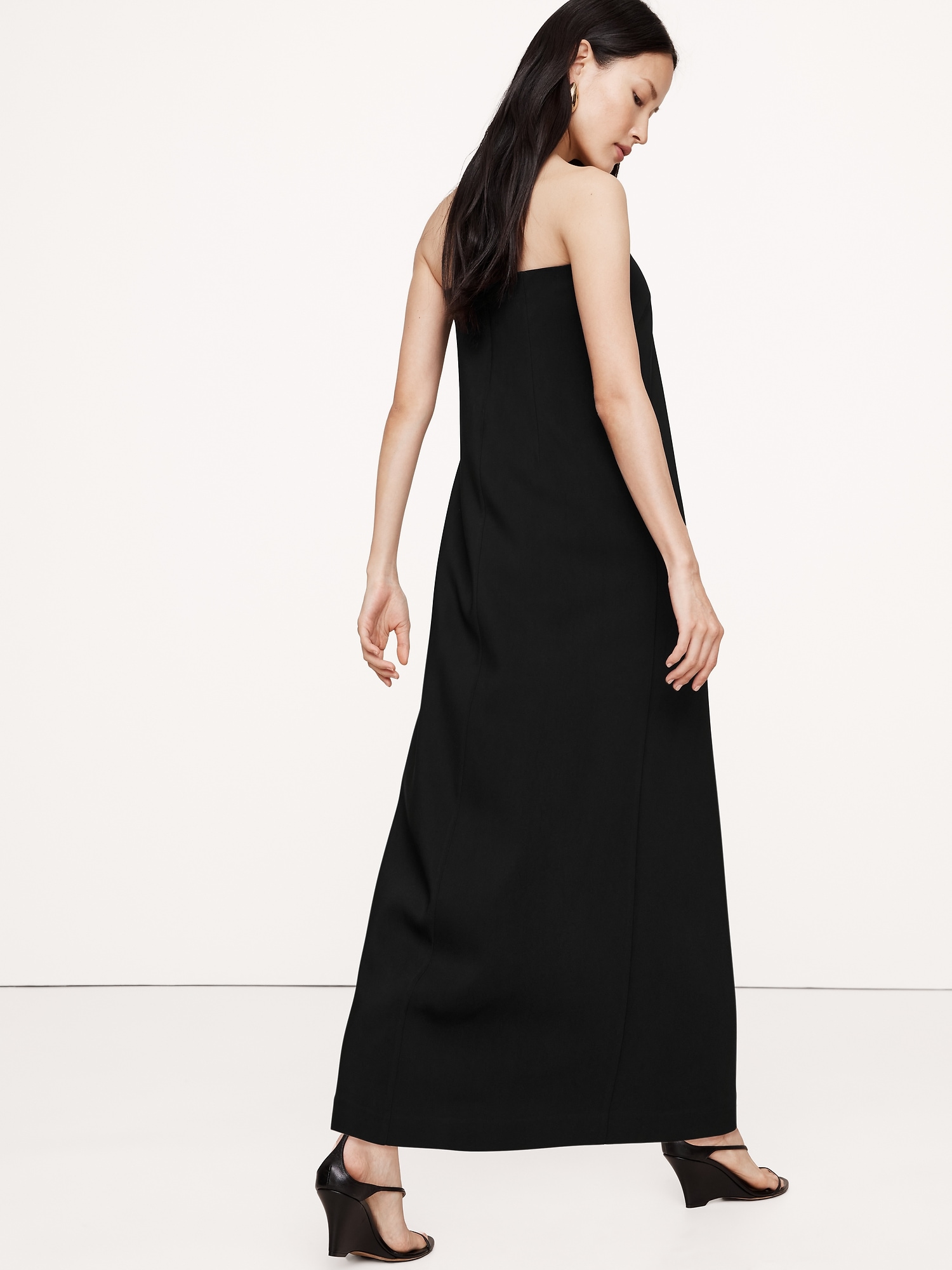 Stretch-Crepe Strapless Long Midi Dress