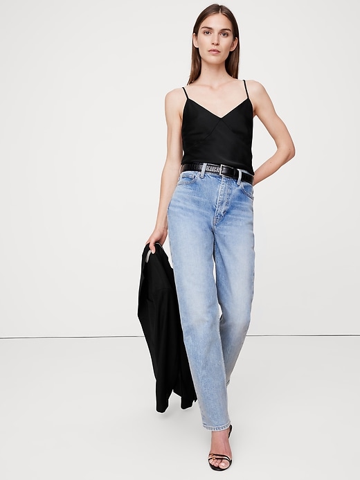Satin Square-Neck Cropped Tank