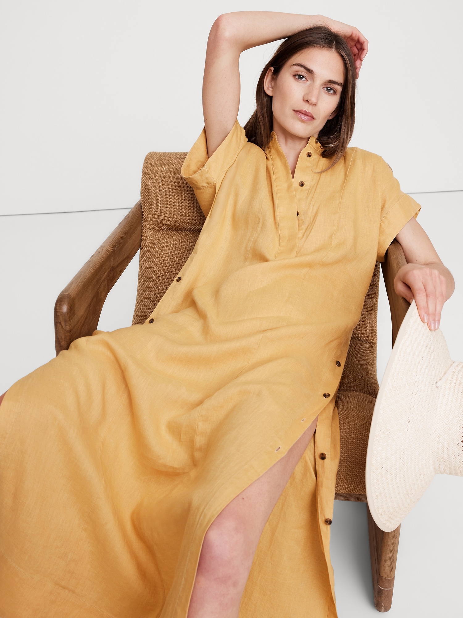 Linen Kaftan Maxi Dress