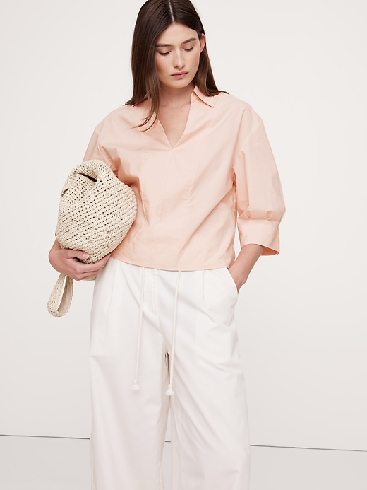 ♡popo♡ Classic Long Sleeve Split Neck Popo | LaneBryant