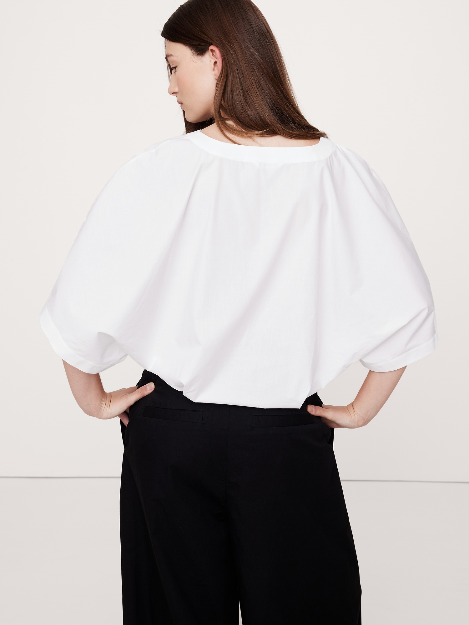 Oversized Cotton Poplin Cropped Top