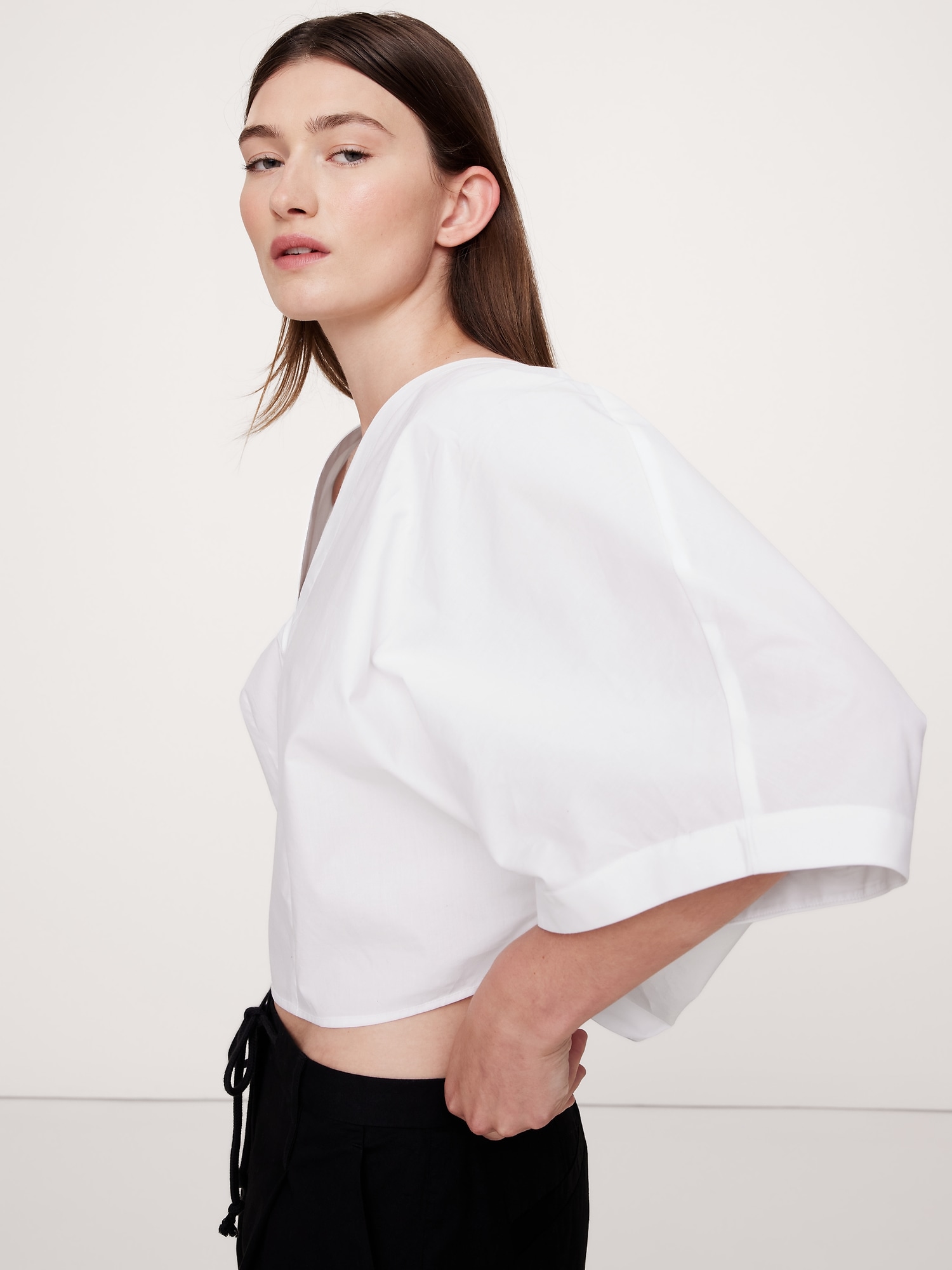Oversized Cotton Poplin Cropped Top