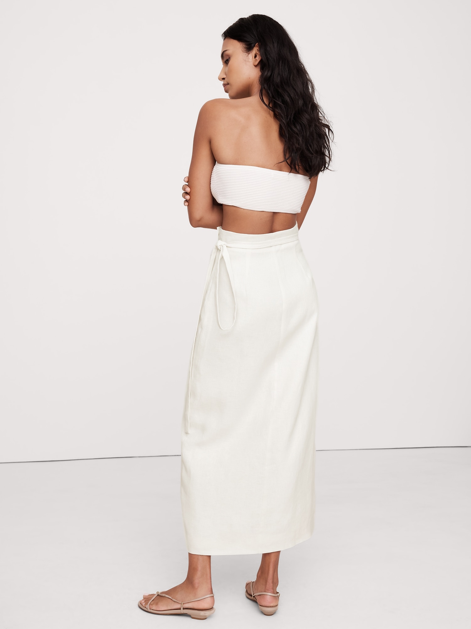 Linen Wrap Maxi Skirt