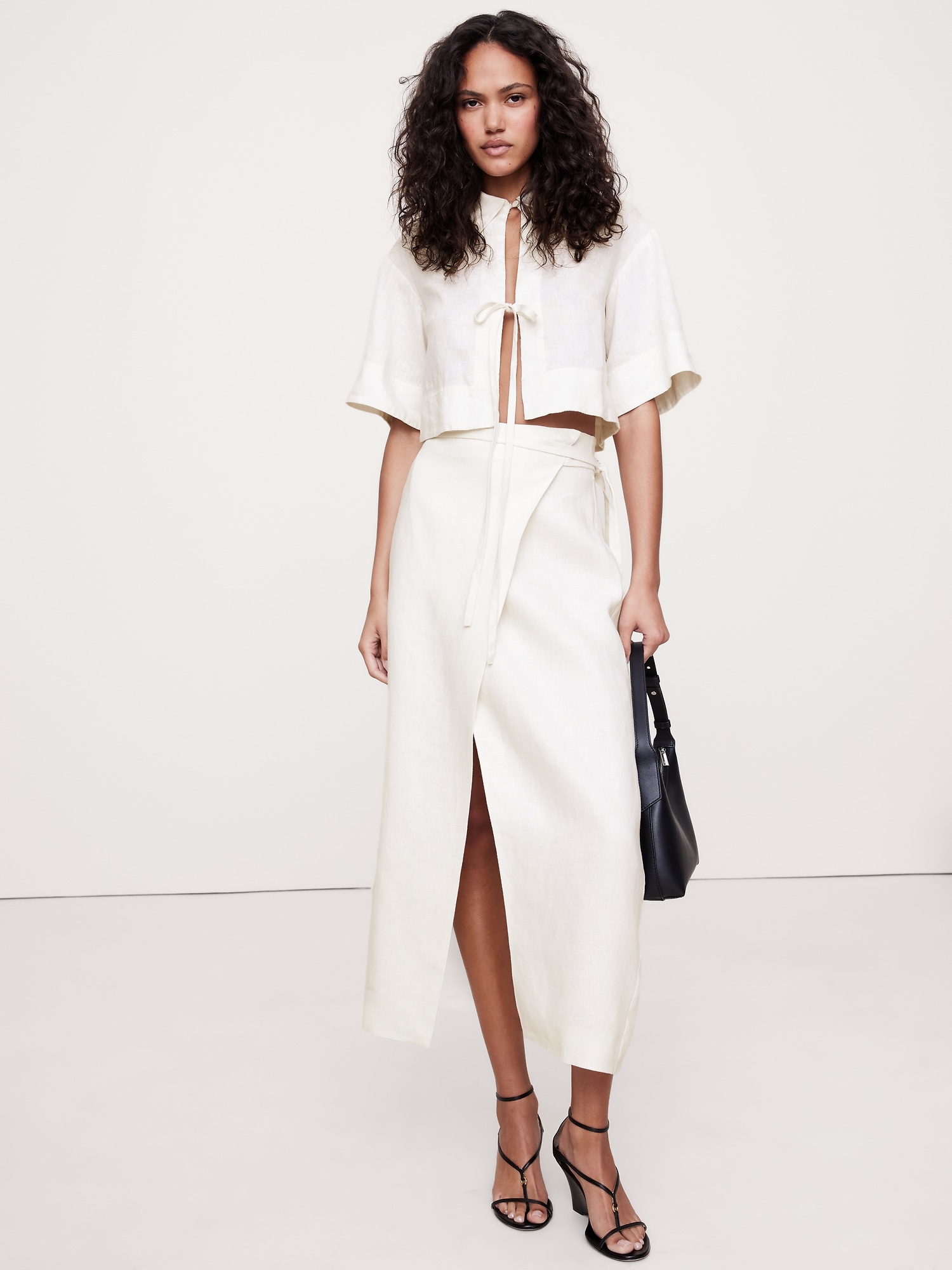 Linen Wrap Maxi Skirt