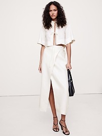 Linen Wrap Maxi Skirt